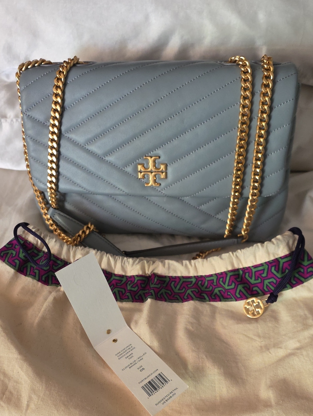 Tory Burch Kira Chevron Convertible Bag Blue